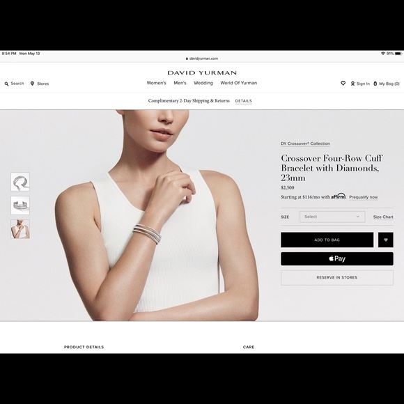 David Yurman crossover four-row cuff w diamonds - Picture 4 of 4